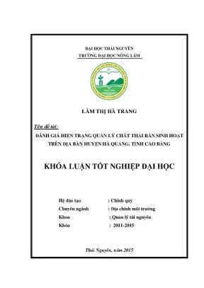 Đánh Giá Hiện Trạng Quản Lý Chất Thải Rắn Sinh Hoạt Tại