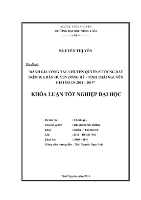 Đánh Giá Công Tác Chuyển Quyền Sử Dụng Đất Tại Huyện