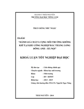 Đánh Giá Chất Lượng Môi Trường Khu Công Nghiệp Thăng