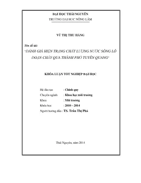 Đánh Giá Hiện Trạng Chất Lượng Nước Sông Lô Tại Tuyên