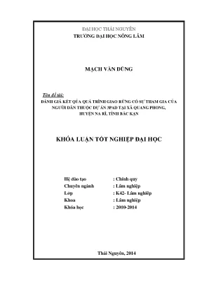 Đánh giá kết quả giao rừng có sự tham gia của người dân