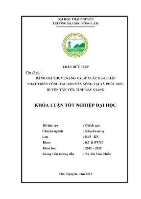 Đánh Giá Thực Trạng & Giải Pháp Phát Triển Khuyến Nông