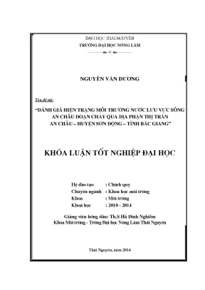 Đánh giá hiện trạng môi trường nước lưu vực sông An Châu