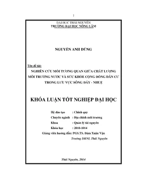 Luận văn thạc sĩ nghiên cứu mối tương quan giữa chất lượng môi trường nước và sức khoẻ cộng đồng dân cư trong lưu vực sông đáy nhuệ