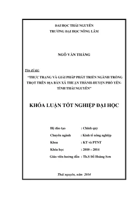 Thực Trạng Và Giải Pháp Phát Triển Ngành Trồng Trọt Tại