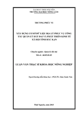 Cơ sở dữ liệu địa lý cho quản lý đất đai và phát triển