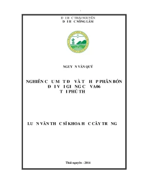 Nghiên cứu mật độ và phân bón cho giống cỏ VA06 tại Phú Thọ