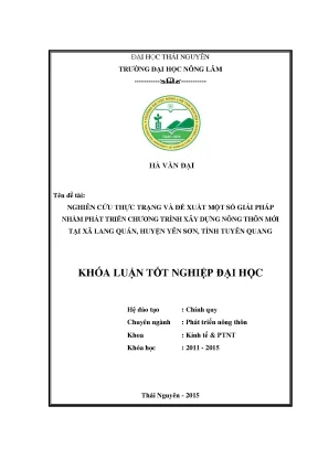 Giải pháp phát triển chương trình nông thôn mới tại xã