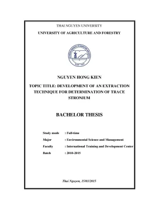 Phát triển kỹ thuật chiết xuất xác định vết stronti