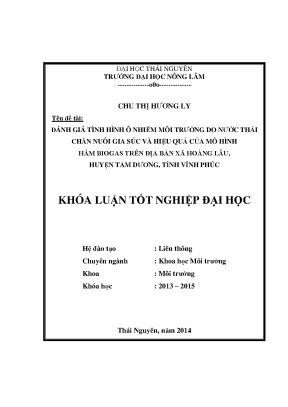 Đánh Giá Ô Nhiễm Môi Trường Từ Nước Thải Chăn Nuôi &