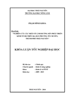 Nghiên cứu các yếu tố ảnh hưởng đến phát triển kinh tế