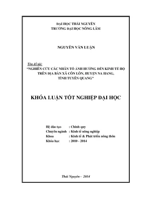 Nghiên cứu các yếu tố ảnh hưởng đến kinh tế hộ tại xã