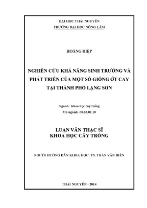 Nghiên cứu sinh trưởng và phát triển các giống ớt cay