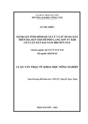 Đánh giá quản lý và sử dụng đất tại Lạng Sơn từ năm 2003