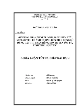 Nghiên cứu biến động sử dụng đất tại thị trấn Hùng Sơn 