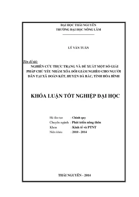 Nghiên cứu thực trạng và giải pháp xoá đói giảm nghèo