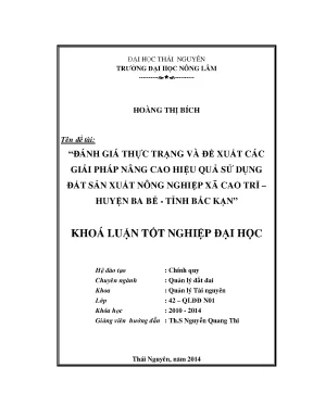 Giải pháp nâng cao hiệu quả sử dụng đất nông nghiệp tại