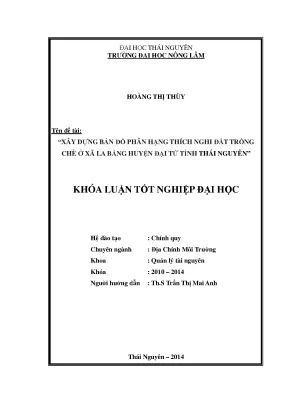 Luận Văn Thạc Sĩ: Xây Dựng Bản Đồ Phân Hạng Đất Trồng