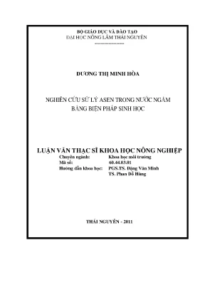 Nghiên cứu xử lý asen trong nước ngầm bằng lọc sinh học