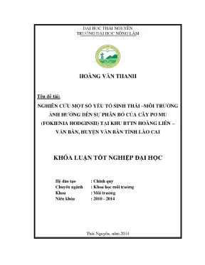 Nghiên cứu yếu tố sinh thái ảnh hưởng đến phân bố cây pơ