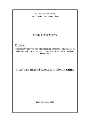 Nghiên cứu đặc điểm dịch tễ cúm gia cầm và đáp ứng miễn