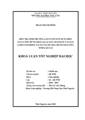 Luận Văn Thạc Sĩ: Điều Tra Sinh Trưởng Rừng Keo Lai