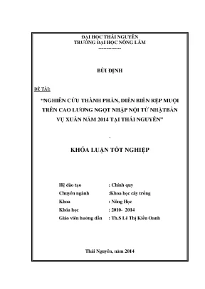 Nghiên cứu thành phần và diễn biến rệp muội trên cao