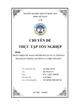 Luận Văn Tốt Nghiệp: Kế Toán Chi Phí Sản Xuất Và Tính