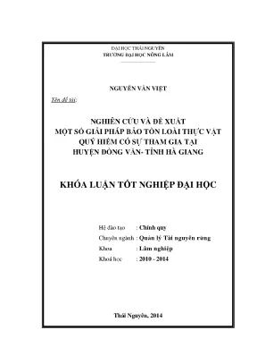 Nghiên cứu và giải pháp bảo tồn thực vật quý hiếm tại
