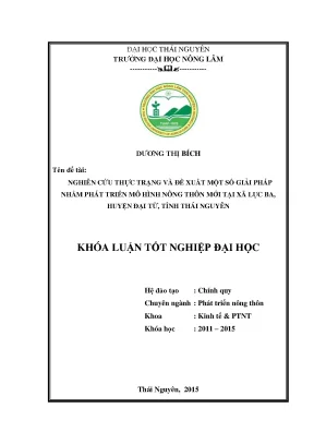 Nghiên cứu thực trạng và giải pháp phát triển mô hình