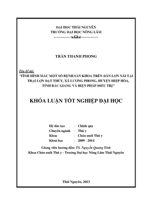 Tình hình mắc bệnh sản khoa trên lợn nái tại trại lợn