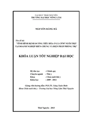Luận Văn Thạc Sĩ: Tình Hình Bệnh Tiêu Hóa Ở Gà CP707