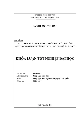 Nghiên cứu khả năng kháng thuốc diệt cỏ của đậu tương