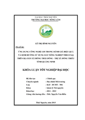 Đánh giá hiệu quả sử dụng đất nông nghiệp bằng công nghệ