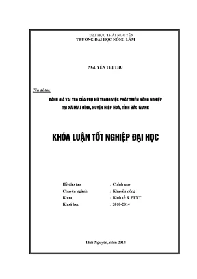 Vai trò của phụ nữ trong phát triển nông nghiệp tại xã