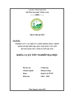 Vai trò của giới trong phát triển kinh tế hộ tại Tân