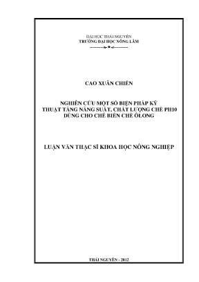 Biện pháp kỹ thuật tăng năng suất và chất lượng chè Ph10