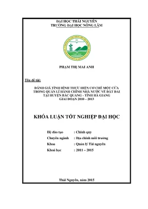 Đánh giá cơ chế một cửa trong quản lý đất đai tại Bắc