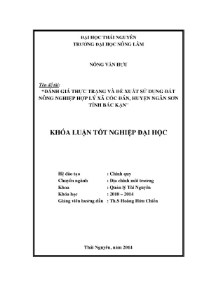Đánh giá thực trạng và giải pháp sử dụng đất nông nghiệp