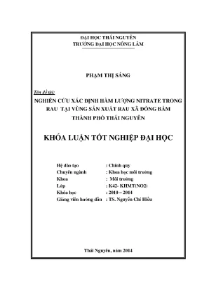 Nghiên cứu hàm lượng nitrate trong rau tại xã Đồng Bẩm,