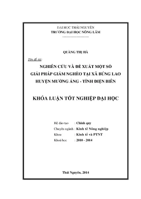 Nghiên cứu và giải pháp giảm nghèo hiệu quả tại xã Búng