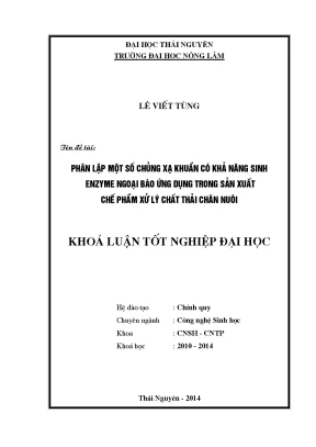 Nghiên cứu xạ khuẩn sinh enzyme ngoại bào cho xử lý chất