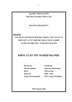 Ứng Dụng Chế Phẩm Sinh Học Sản Xuất Phân Hữu Cơ Từ Phế