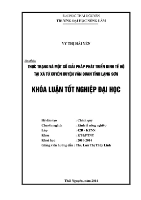 Giải pháp phát triển kinh tế hộ tại xã Tú Xuyên, huyện