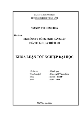 Nghiên cứu công nghệ sản xuất trà túi lọc từ hà thủ ô đỏ