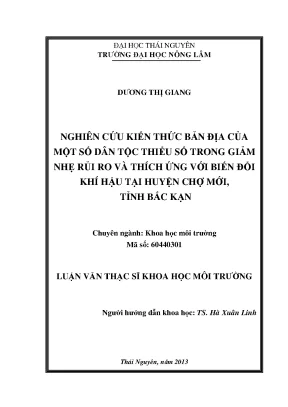 Luận Văn Thạc Sĩ: Kiến Thức Bản Địa Của Dân Tộc Thiểu Số
