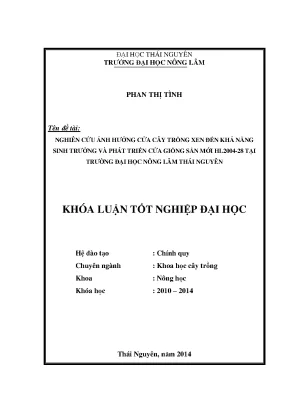 Nghiên cứu ảnh hưởng cây trồng xen đến sinh trưởng sắn