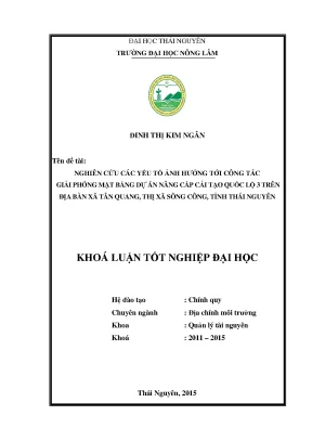 Nghiên cứu yếu tố ảnh hưởng giải phóng mặt bằng dự án