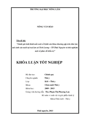 Đánh giá bệnh sản khoa trên lợn nái tại Thái Nguyên và