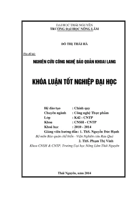 Luận Văn Thạc Sĩ: Nghiên Cứu Công Nghệ Bảo Quản Khoai